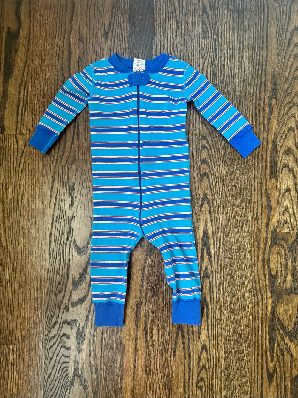 Hanna Andersson Bright Blue Striped One-Piece Pajamas | 9-18 Months